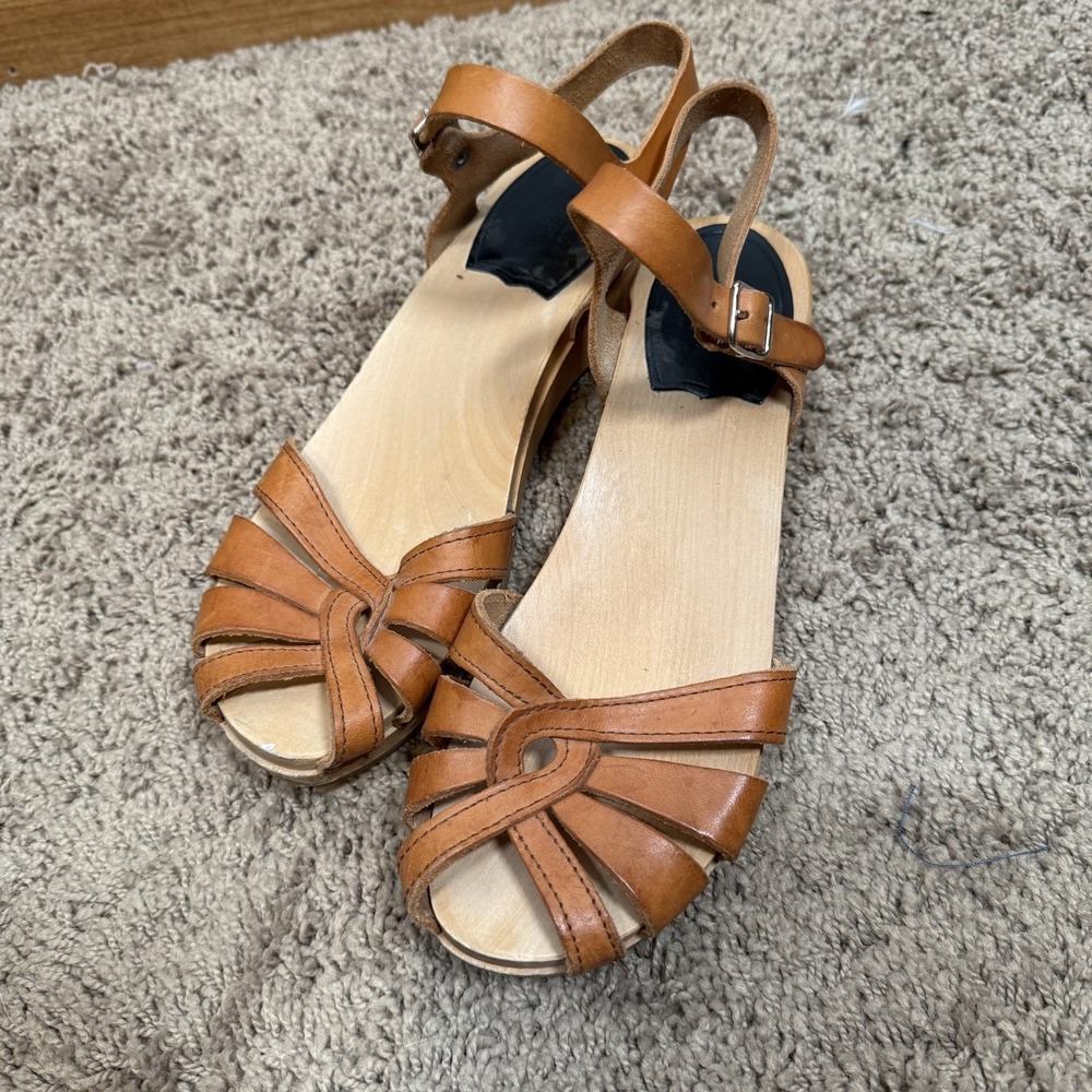 Swedish Hasbeens CROSS STRAP DEBUTANT Clog Sandals EU 38 US 8 M - Picture 3 of 14
